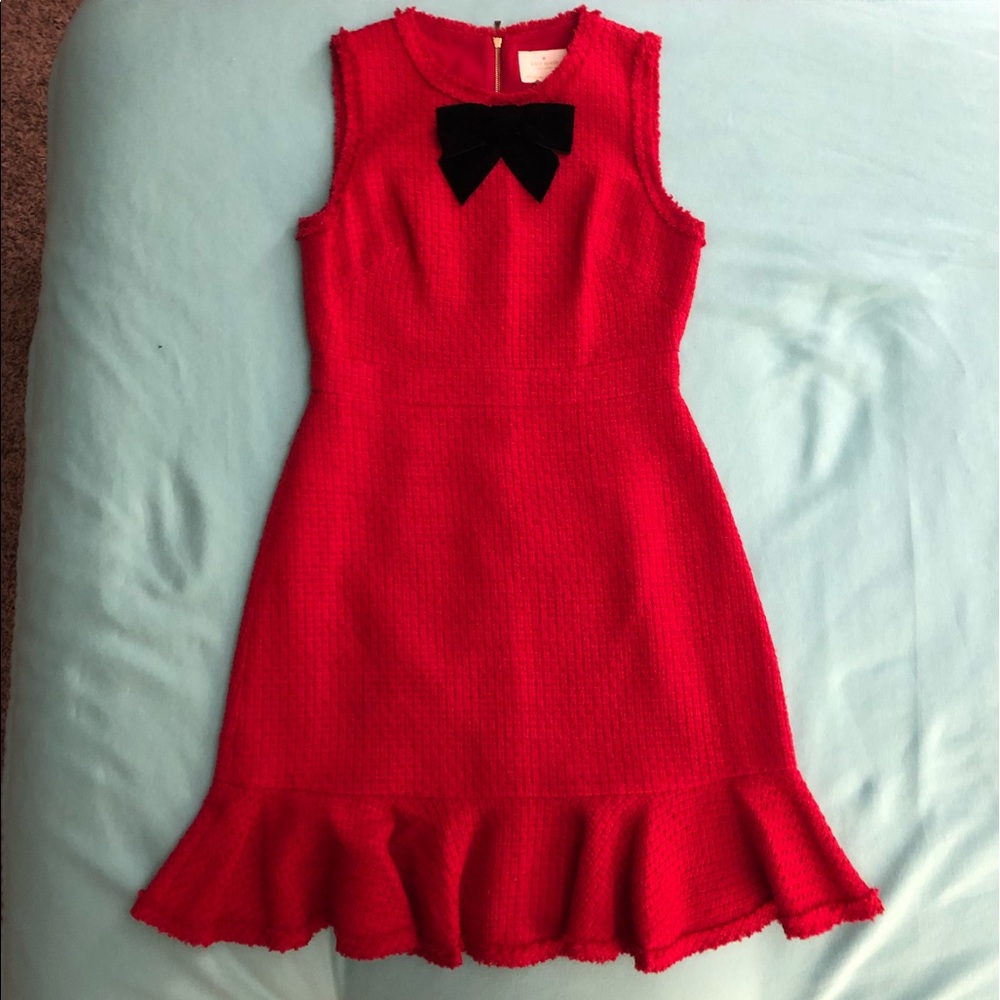 Kate spade ruffle tweed dress